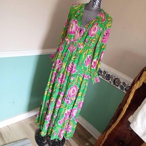 Tessa Floral Cotton Bishop-Sleeve Maxi Dress